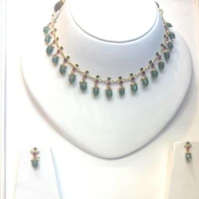22K Gold Stone Jewellery Set | Beautiful Design | Khushi Collection