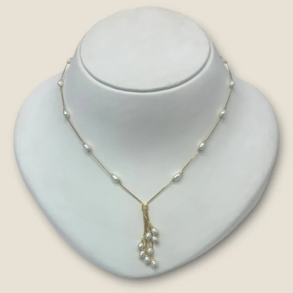 LOVELY GOLD NECKLESS WITH BEAUTIFUL WHITE STONES | STJ2