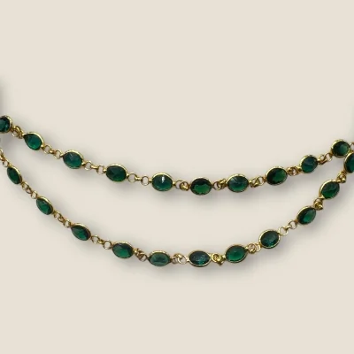 Green Stone 22K Gold Jewellery Set | Unique Design | Khushi Collection