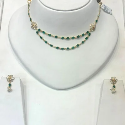 Green Stone 22K Gold Jewellery Set | Unique Design | Khushi Collection Green Stone 22K Gold Jewellery Set | Unique Design | Khushi Collection