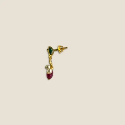 22K Gold Stone Jewellery Set | Green & Red Stones | Khushi Collection - STJ20