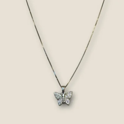 LOVELY STERLING SILVER GIRLISH NECKLACE WITH UNIQUE BUTTERFLY DESIGN | SC339