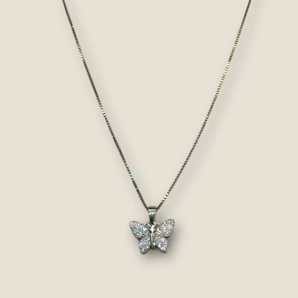 LOVELY STERLING SILVER GIRLISH NECKLACE WITH UNIQUE BUTTERFLY DESIGN | SC339