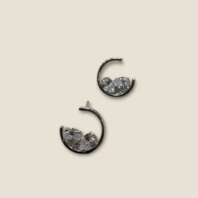 BEAUTIFUL STERLING SILVER GIRLISH EARINGS IN LOVELY DESIGN WITH ZIRCONS | STP343 BEAUTIFUL STERLING SILVER GIRLISH EARINGS IN LOVELY DESIGN WITH ZIRCONS | STP343