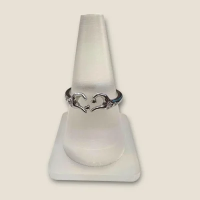 BEAUTIFUL STERLING SILVER GIRLISH RING WITH HEART SHAPE DESIGN | SLR621 BEAUTIFUL STERLING SILVER GIRLISH RING WITH HEART SHAPE DESIGN | SLR621